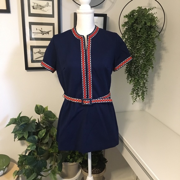 Vintage 60s Mod Belted Top - Picture 1 of 3